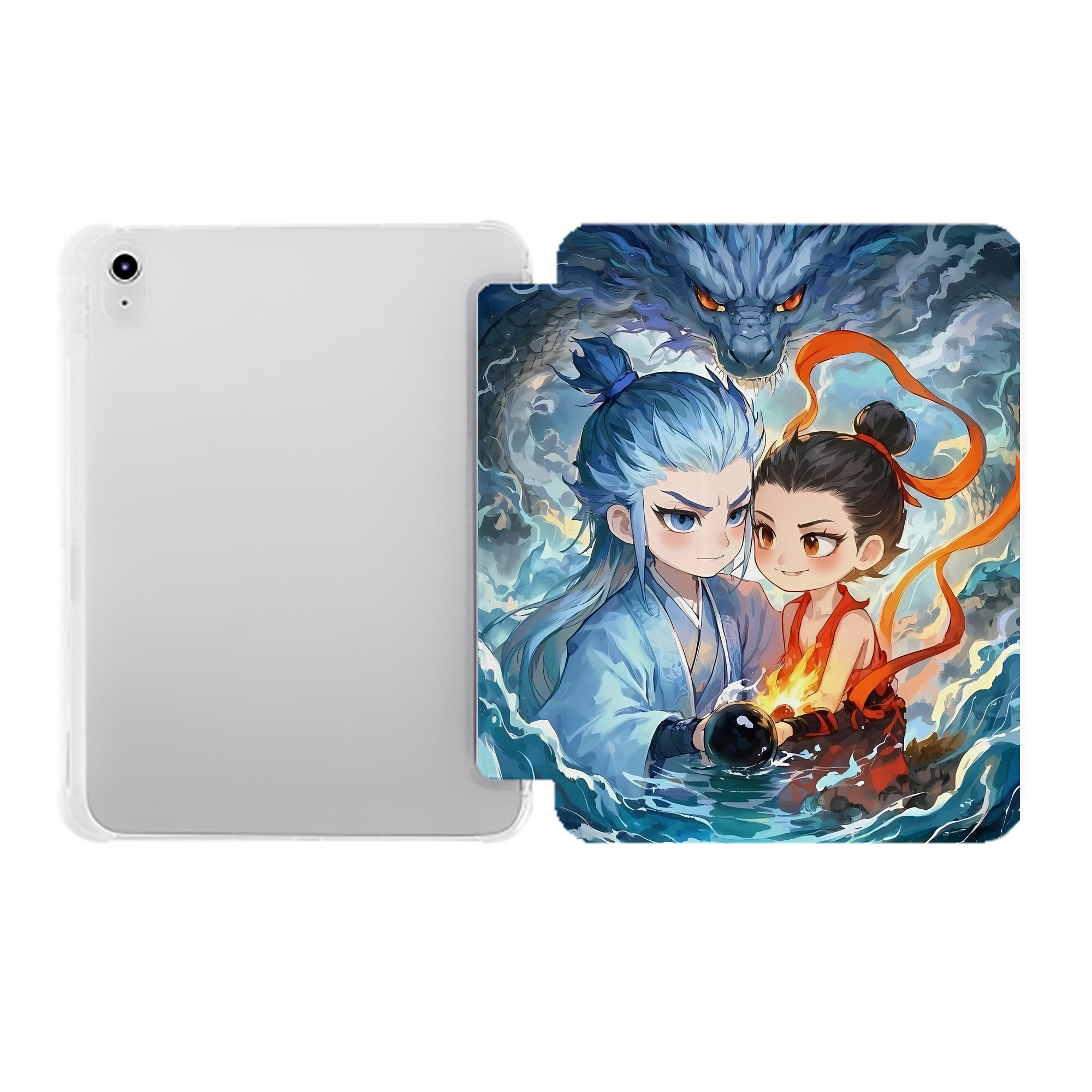 （画像用） Ne Zha 2 ナタ 魔童の大暴れ IPad ケース ペン収納付き 三つ折りスタンド PUレザー×シリコン 対応機種9.5/10.5/10.9インチ
